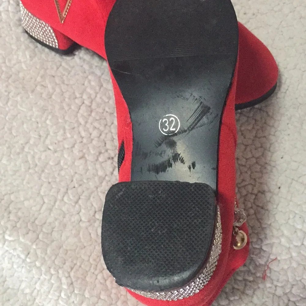 RED FAUX SUADE SHOES
